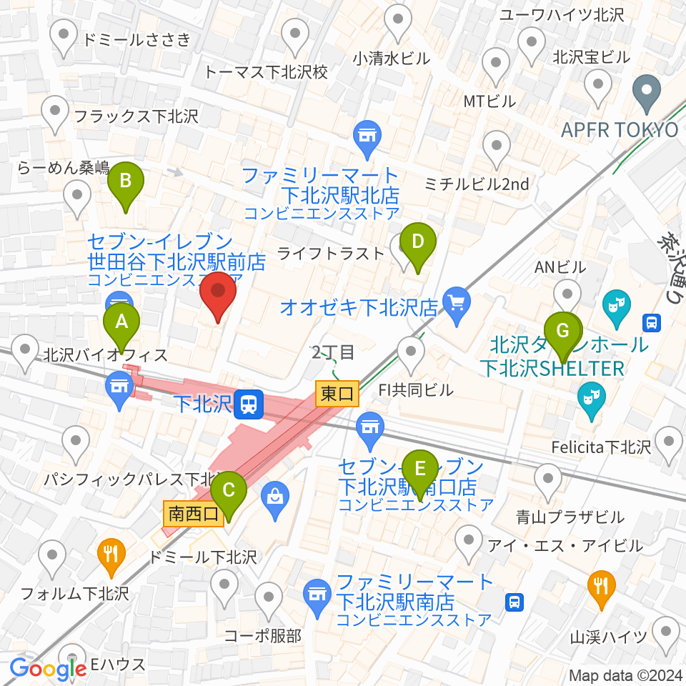 川上楽器 下北沢センター周辺のホテル一覧地図
