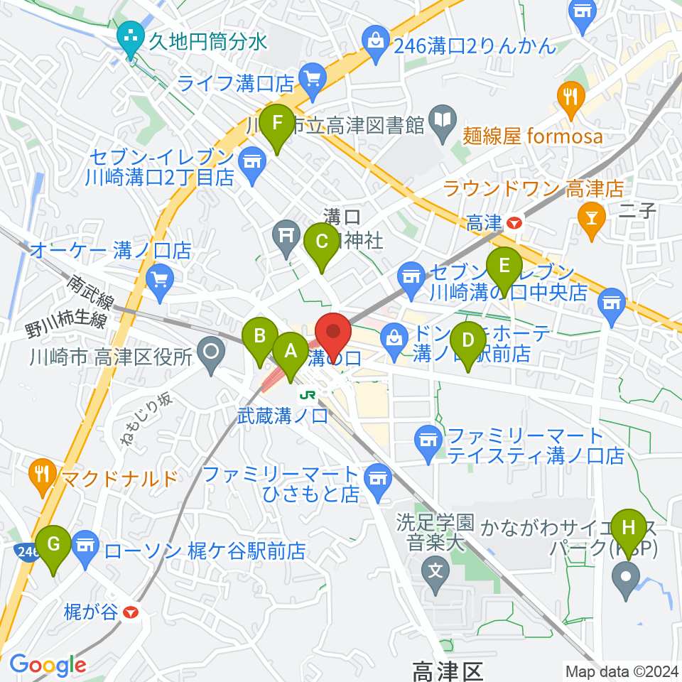 川上楽器 溝ノ口センター周辺のホテル一覧地図