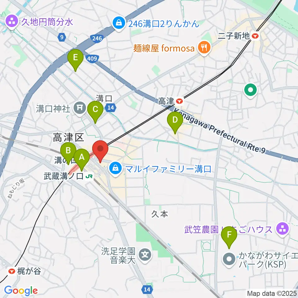 川上楽器 溝ノ口センター周辺のホテル一覧地図