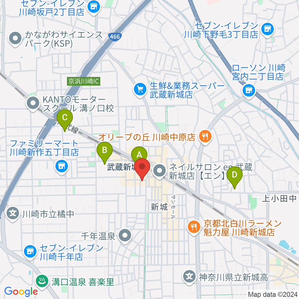 川上楽器 新城センター周辺のホテル一覧地図