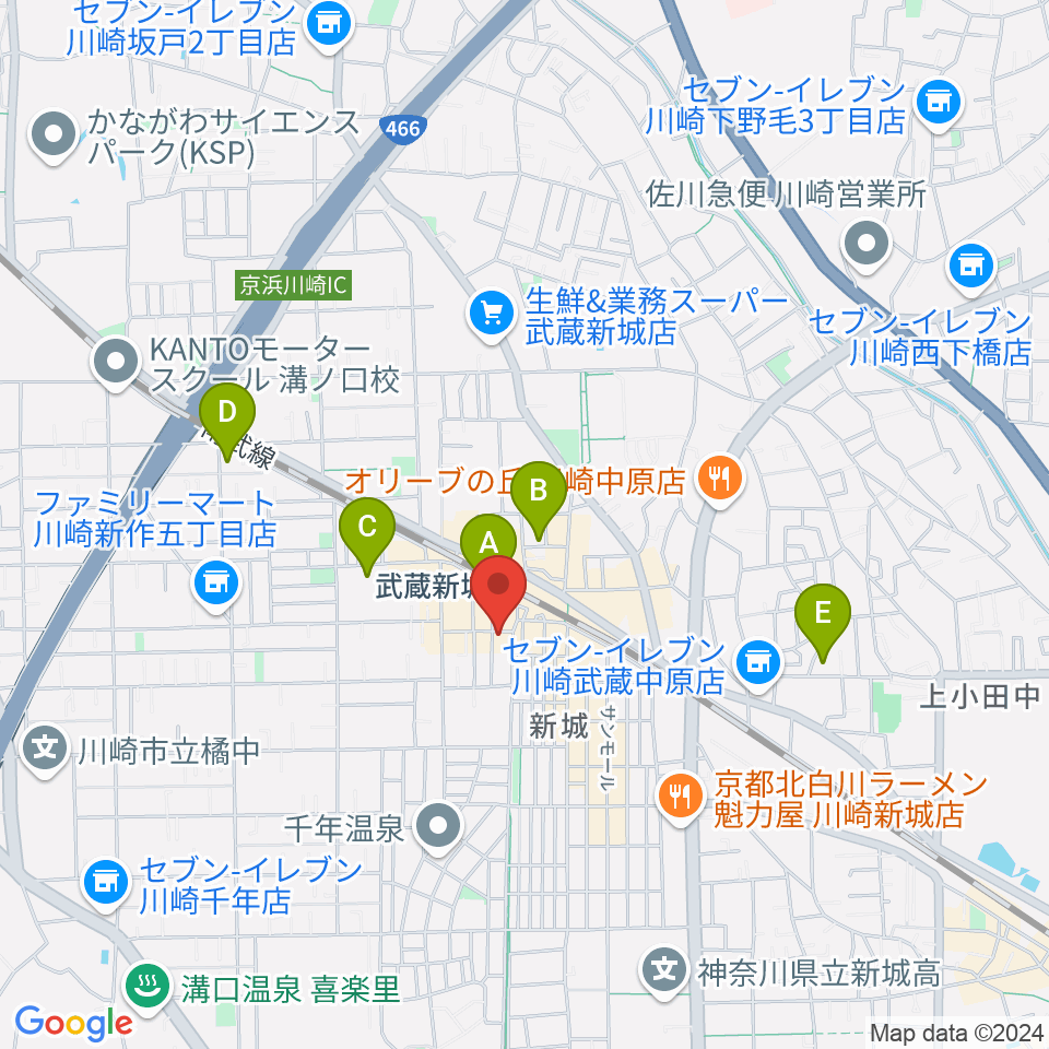 川上楽器 新城センター周辺のホテル一覧地図