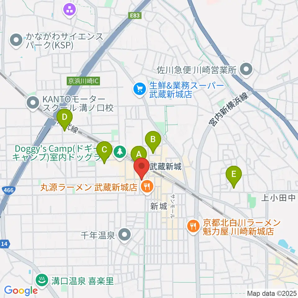 川上楽器 新城センター周辺のホテル一覧地図