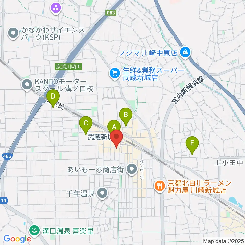 川上楽器 新城センター周辺のホテル一覧地図