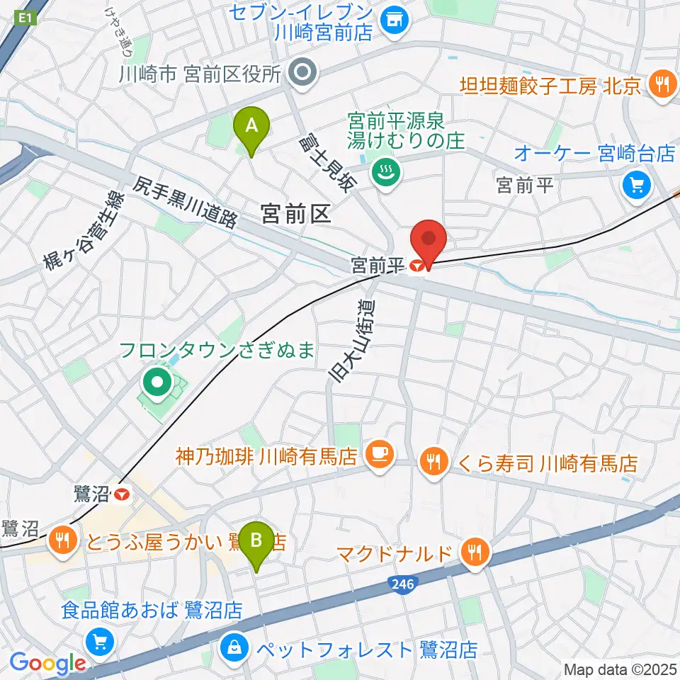 川上楽器 宮前平センター周辺のホテル一覧地図