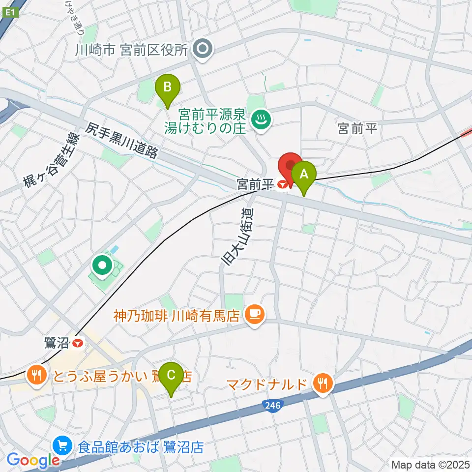 川上楽器 宮前平センター周辺のホテル一覧地図