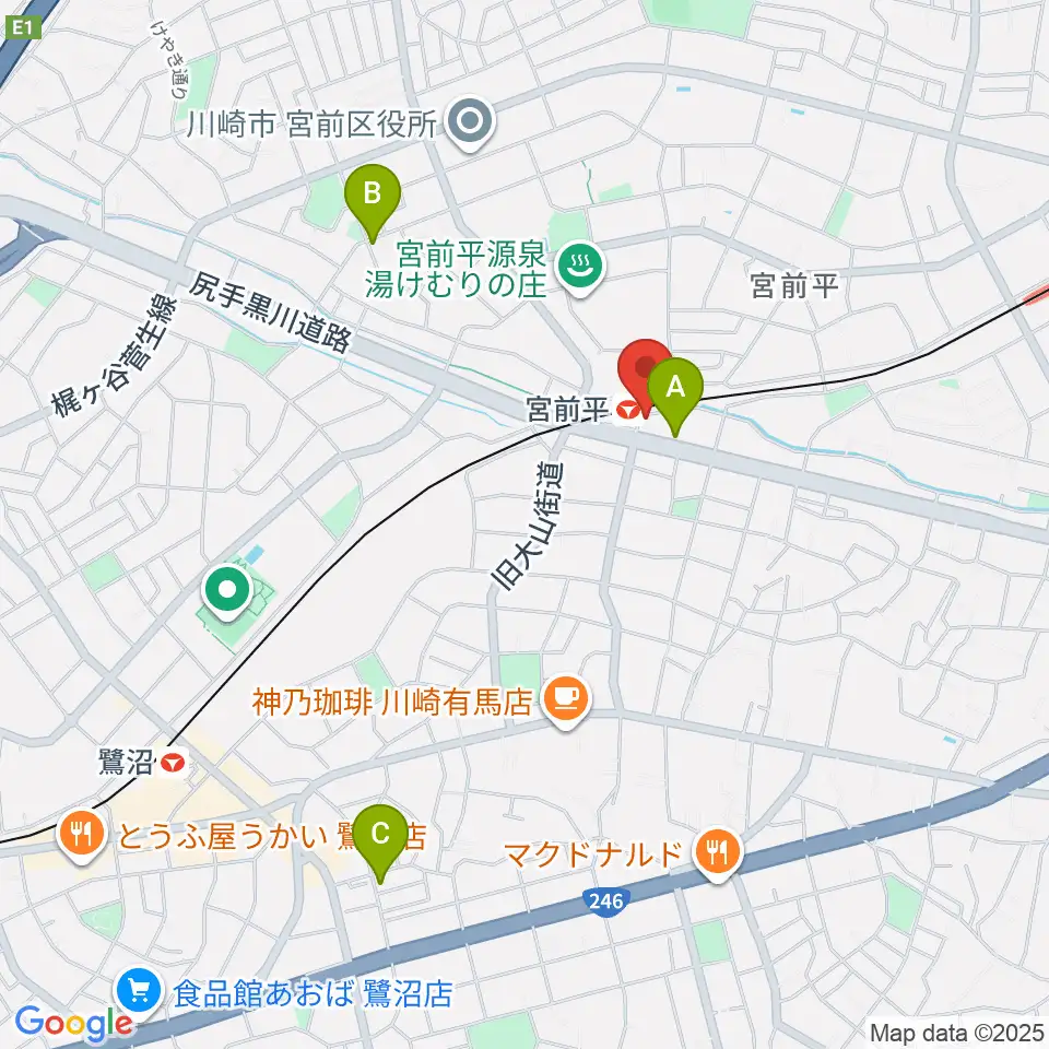 川上楽器 宮前平センター周辺のホテル一覧地図
