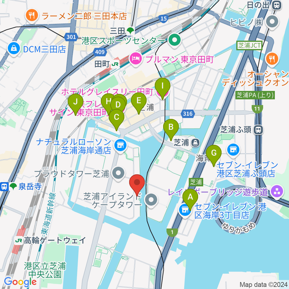 東京ジャズ音楽教室周辺のホテル一覧地図