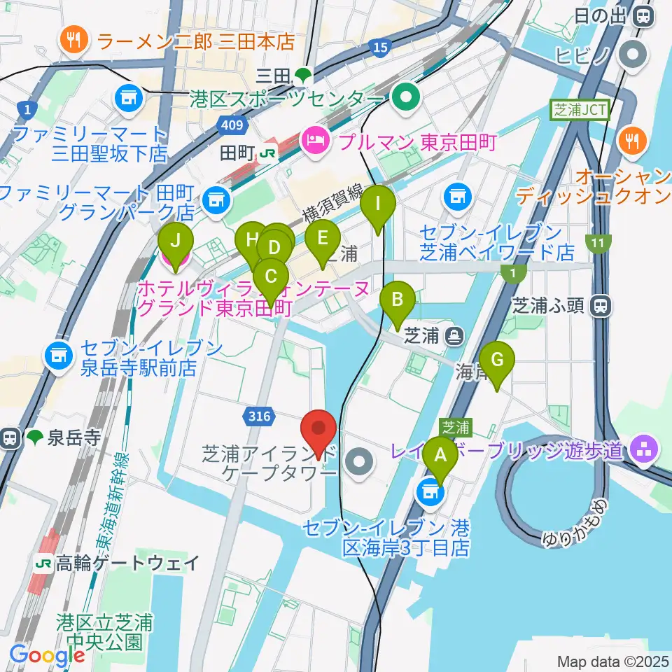 東京ジャズ音楽教室周辺のホテル一覧地図