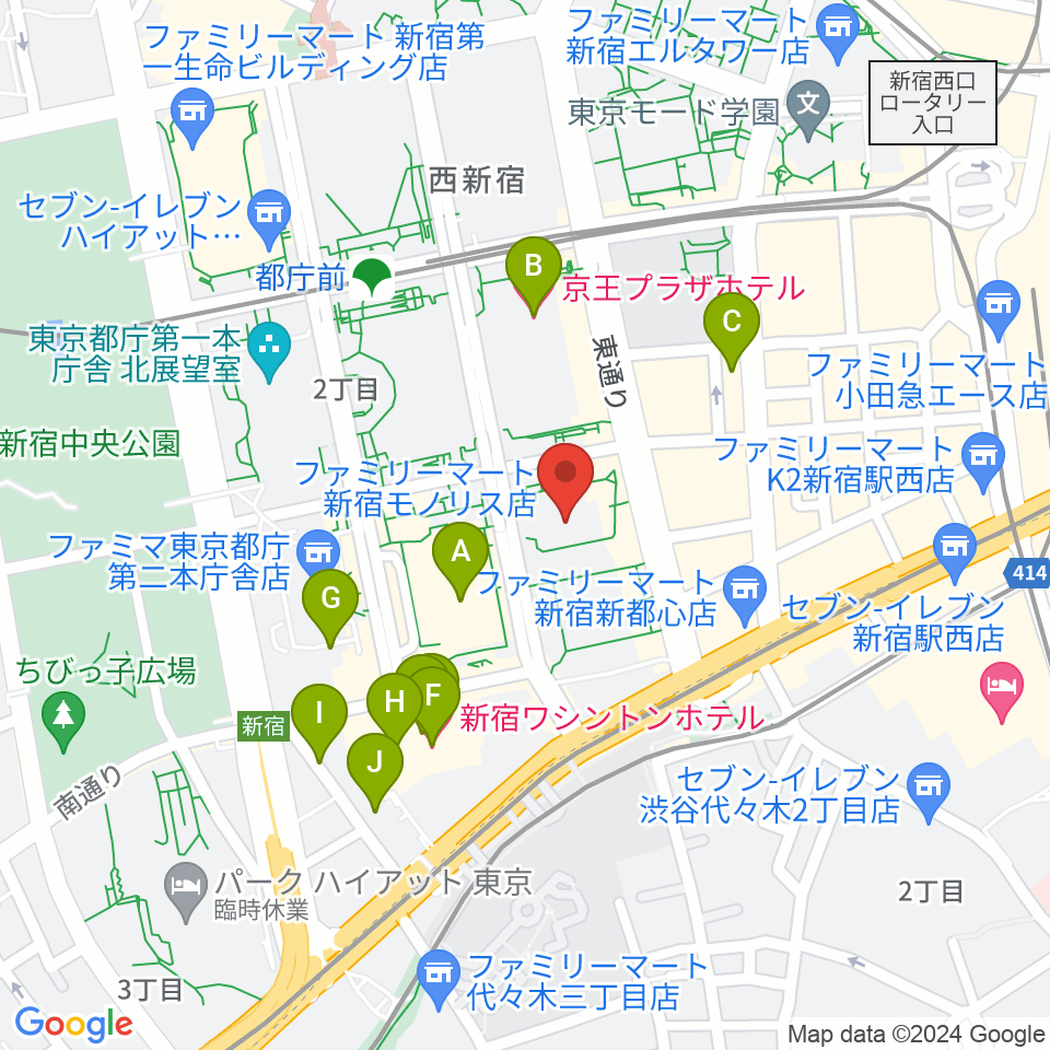 宮地楽器 MUSIC JOY新宿周辺のホテル一覧地図