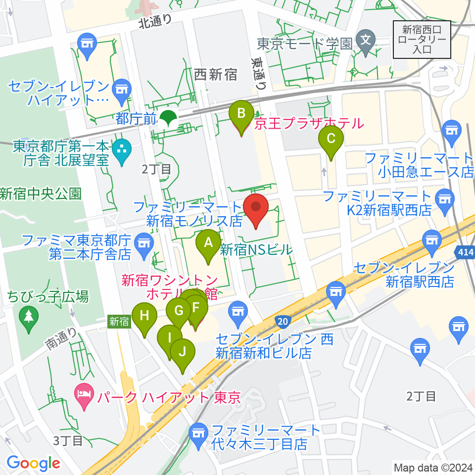 宮地楽器 MUSIC JOY新宿周辺のホテル一覧地図