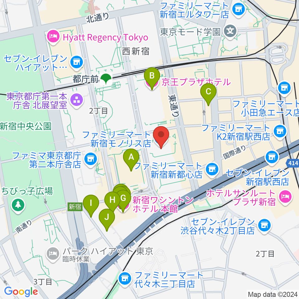 宮地楽器 MUSIC JOY新宿周辺のホテル一覧地図