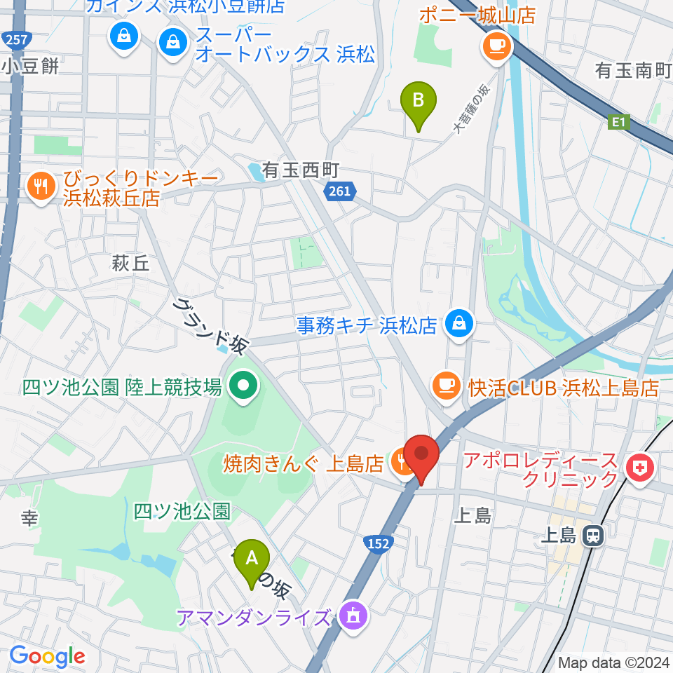 アオイ楽器店周辺のホテル一覧地図