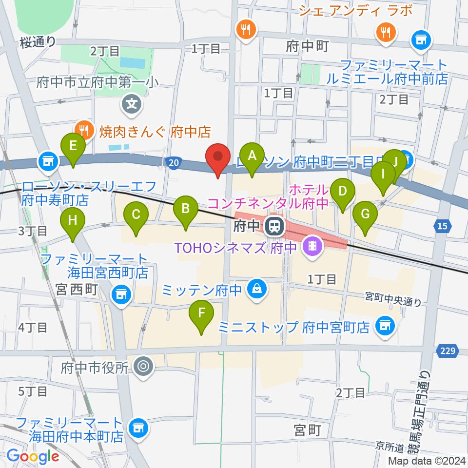 宮地楽器 府中センター周辺のホテル一覧地図