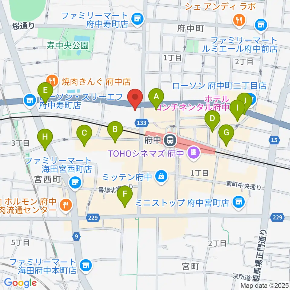 宮地楽器 府中センター周辺のホテル一覧地図