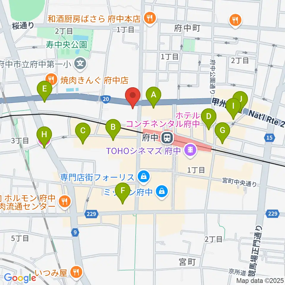 宮地楽器 府中センター周辺のホテル一覧地図