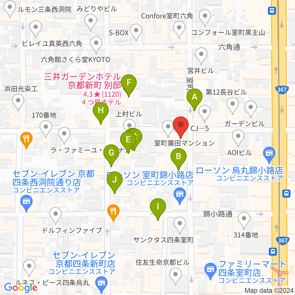 スタジオPoco四条周辺のホテル一覧地図