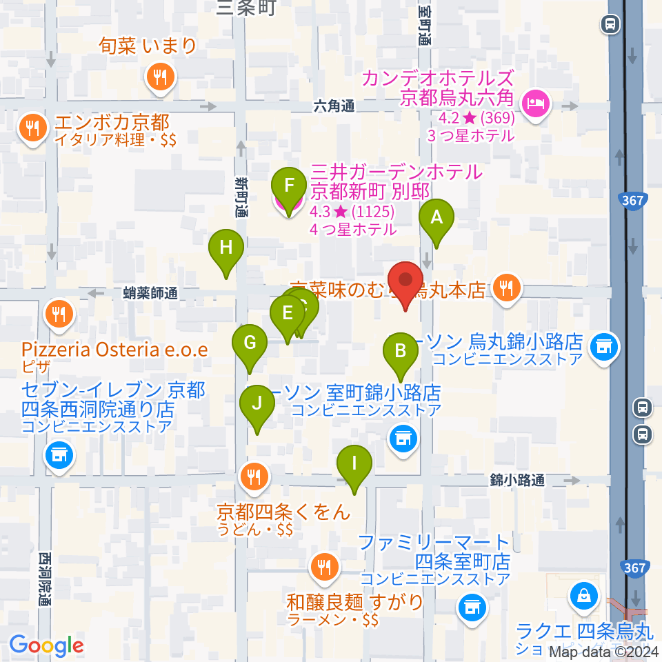 スタジオPoco四条周辺のホテル一覧地図