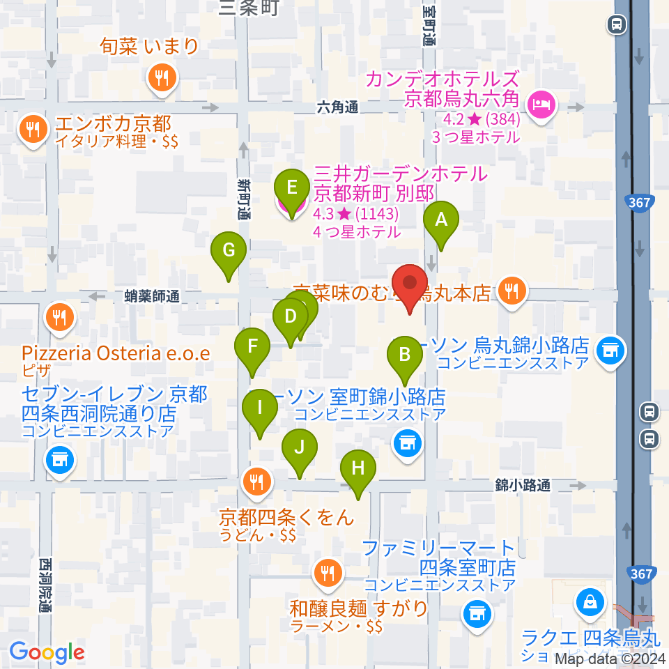 スタジオPoco四条周辺のホテル一覧地図