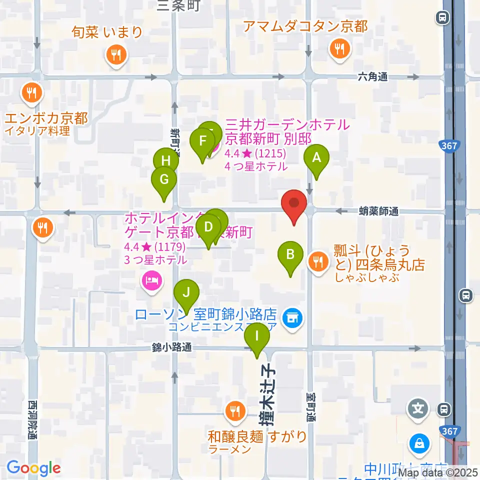 スタジオPoco四条周辺のホテル一覧地図