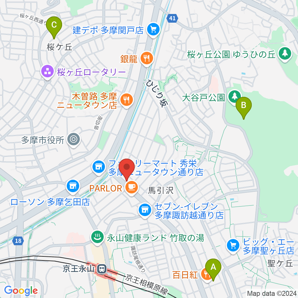 Mスタジオ永山店周辺のホテル一覧地図