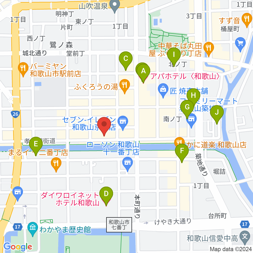 スタジオツインスターズ周辺のホテル一覧地図