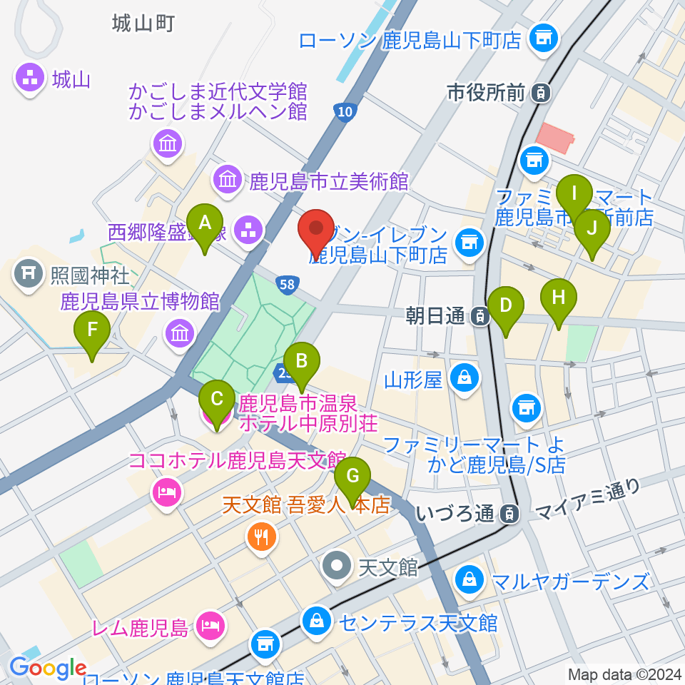 宝山ホール周辺のホテル一覧地図