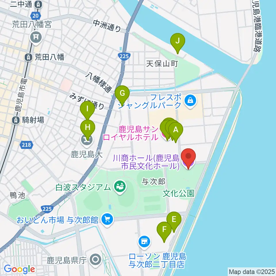 川商ホール周辺のホテル一覧地図