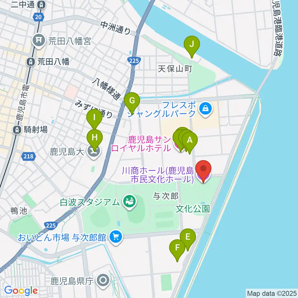 川商ホール周辺のホテル一覧地図