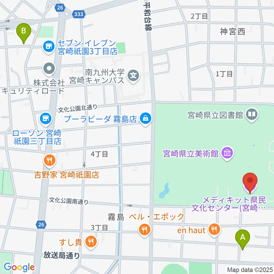 メディキット県民文化センター周辺のホテル一覧地図