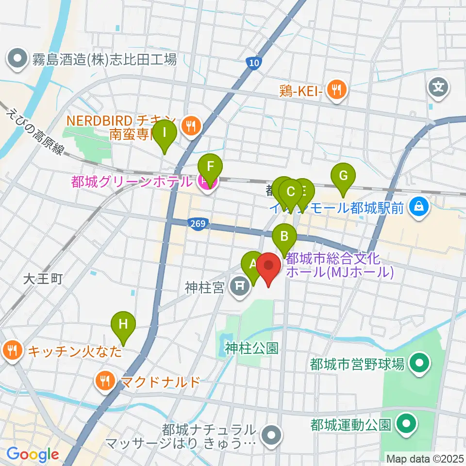都城市総合文化ホール周辺のホテル一覧地図