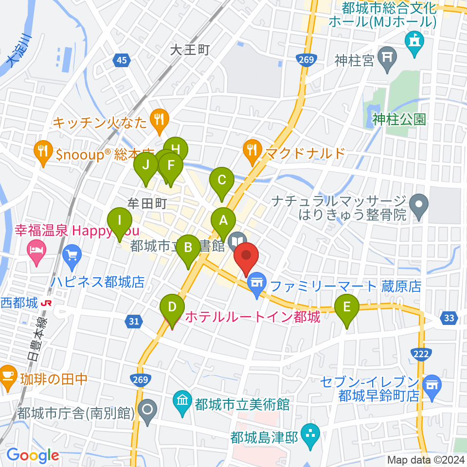 ウエルネス交流プラザ周辺のホテル一覧地図