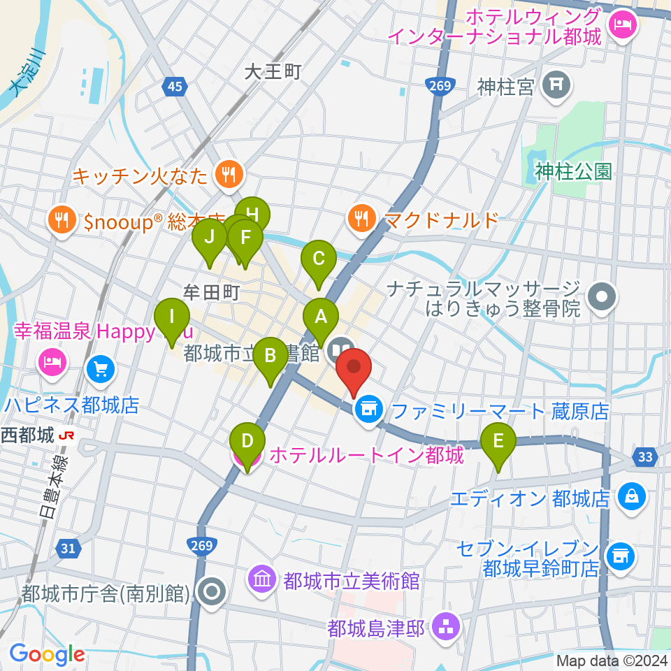 ウエルネス交流プラザ周辺のホテル一覧地図