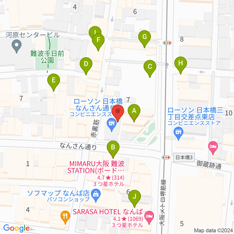 松本楽器M&Gピアノサービスセンター周辺のホテル一覧地図