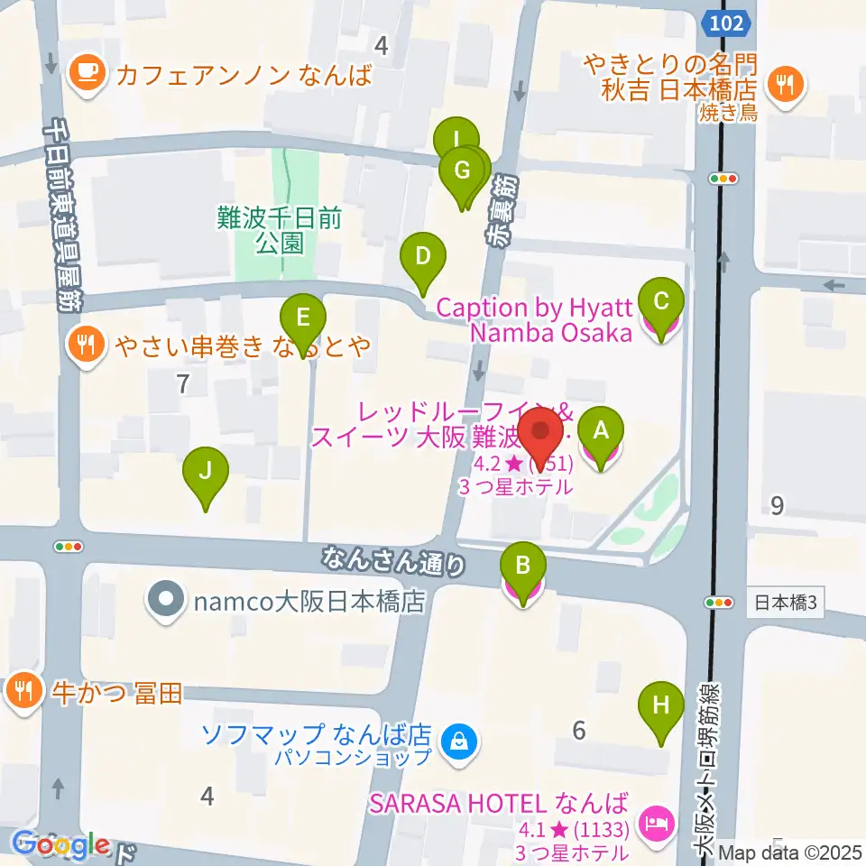 松本楽器M&Gピアノサービスセンター周辺のホテル一覧地図