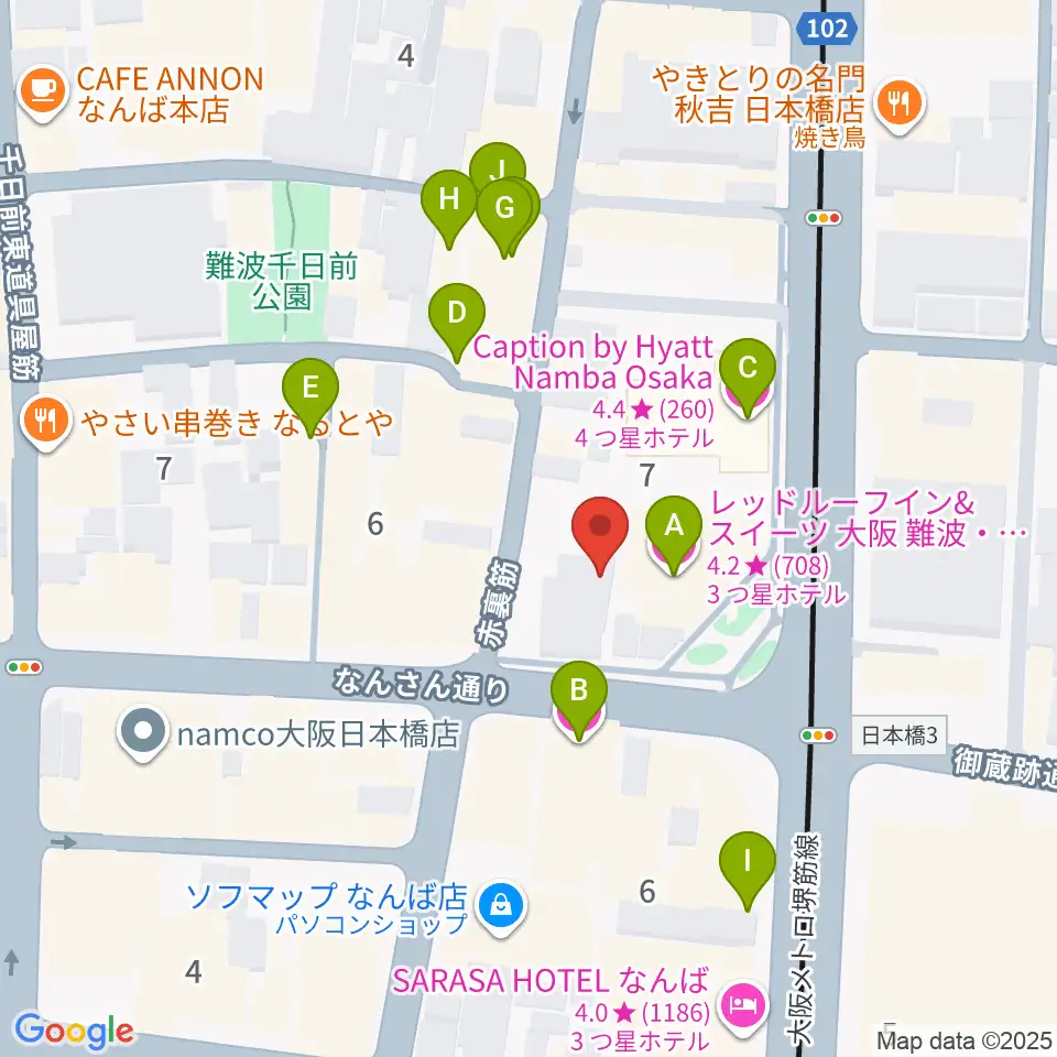 松本楽器M&Gピアノサービスセンター周辺のホテル一覧地図