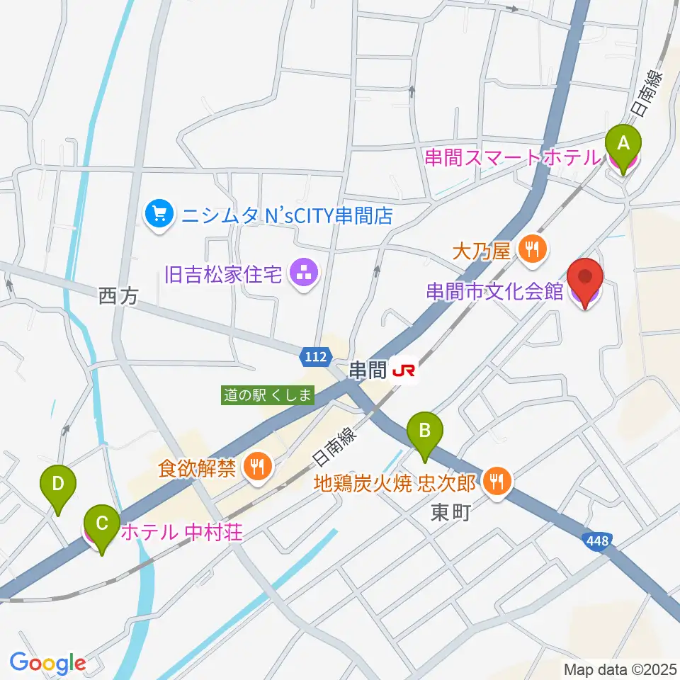 串間市文化会館周辺のホテル一覧地図