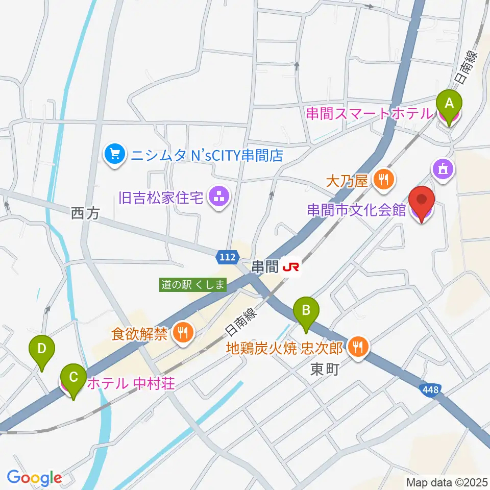 串間市文化会館周辺のホテル一覧地図