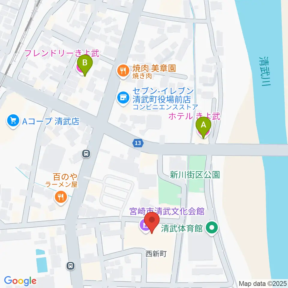 宮崎市清武文化会館周辺のホテル一覧地図