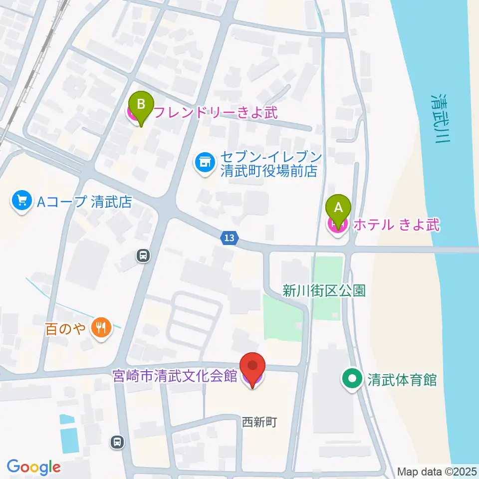 宮崎市清武文化会館周辺のホテル一覧地図