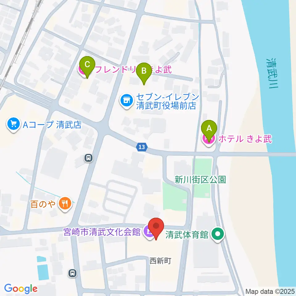 宮崎市清武文化会館周辺のホテル一覧地図