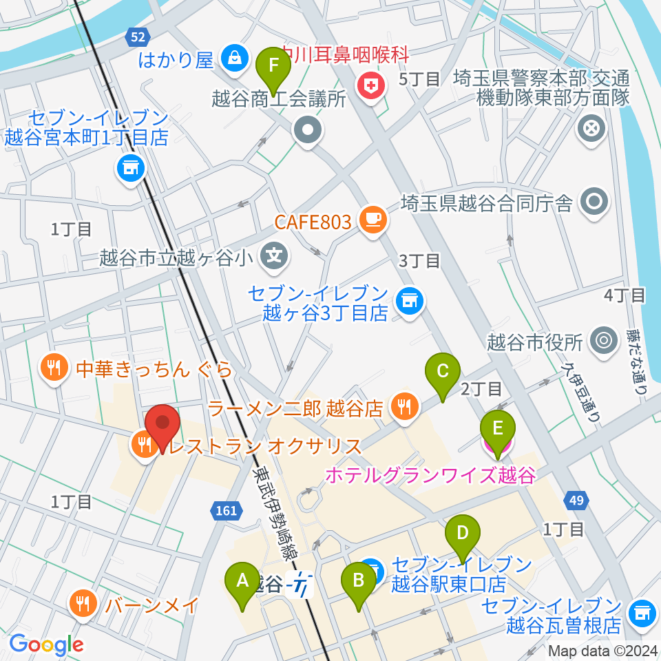 越谷Memphis周辺のホテル一覧地図