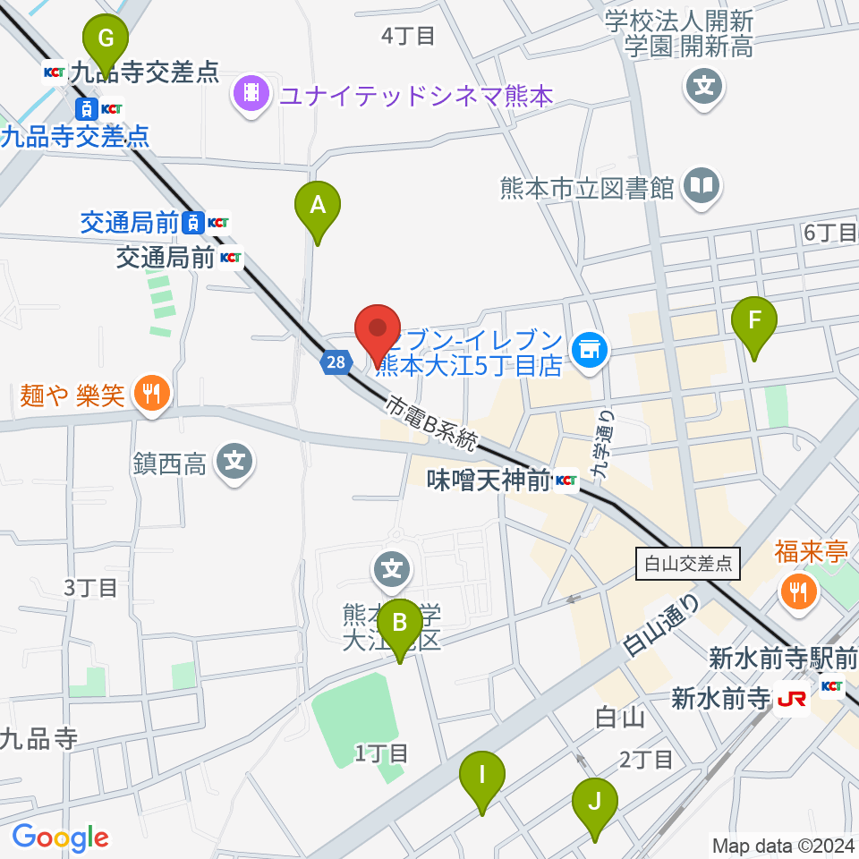 セブンカラーズアーティスト熊本校周辺のホテル一覧地図