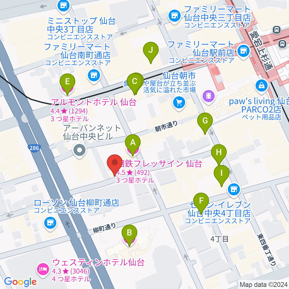 桐朋学園 子供のための音楽教室 仙台教室周辺のホテル一覧地図