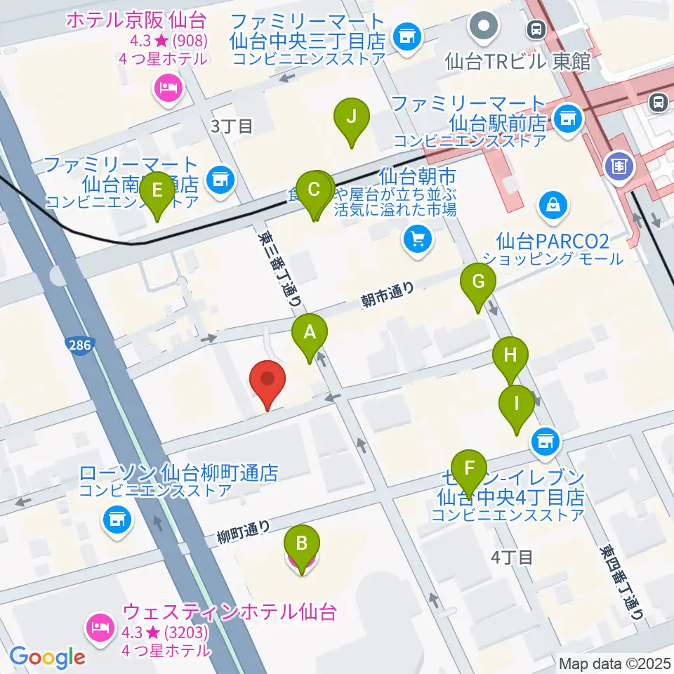 桐朋学園 子供のための音楽教室 仙台教室周辺のホテル一覧地図