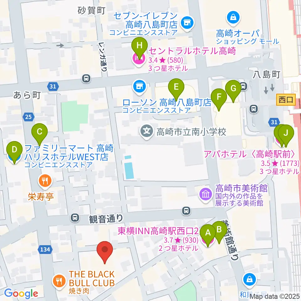 桐朋 子供のための音楽教室 高崎教室周辺のホテル一覧地図