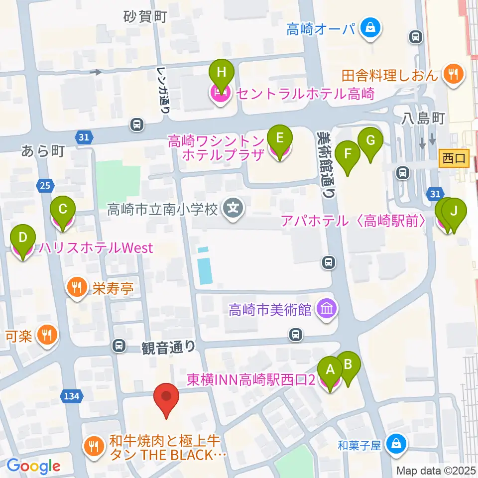 桐朋 子供のための音楽教室 高崎教室周辺のホテル一覧地図
