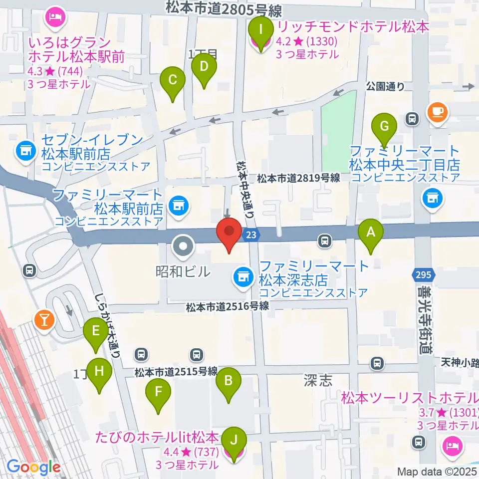 桐朋 子供のための音楽教室 松本教室周辺のホテル一覧地図