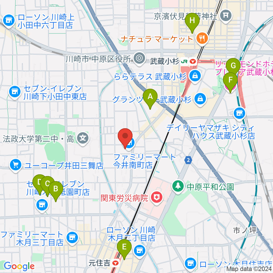 シャコンヌ音楽教室周辺のホテル一覧地図