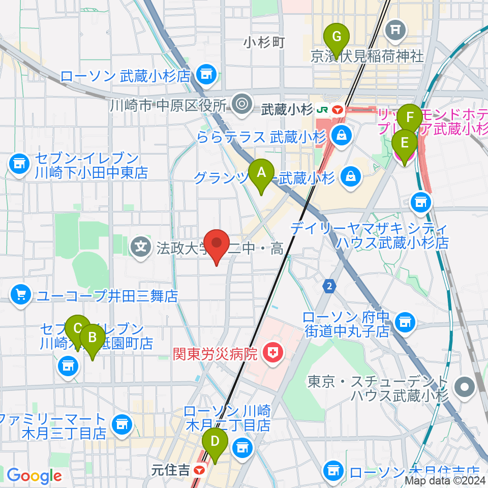 シャコンヌ音楽教室周辺のホテル一覧地図