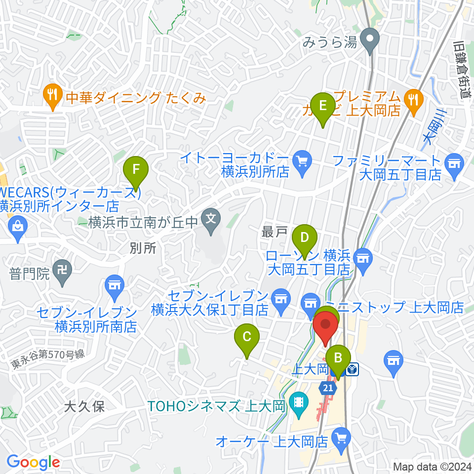 フレンド楽器 ソナーレ上大岡周辺のホテル一覧地図